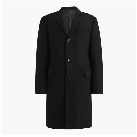 NEW! J Crew Men’s black Thompson wool peacoat topcoat Size 40